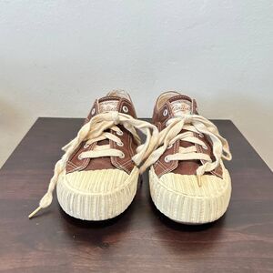 Vintage Candie’s 1996 Y2K Sneakers – Burgundy Acid Wash & Cream Canvas
